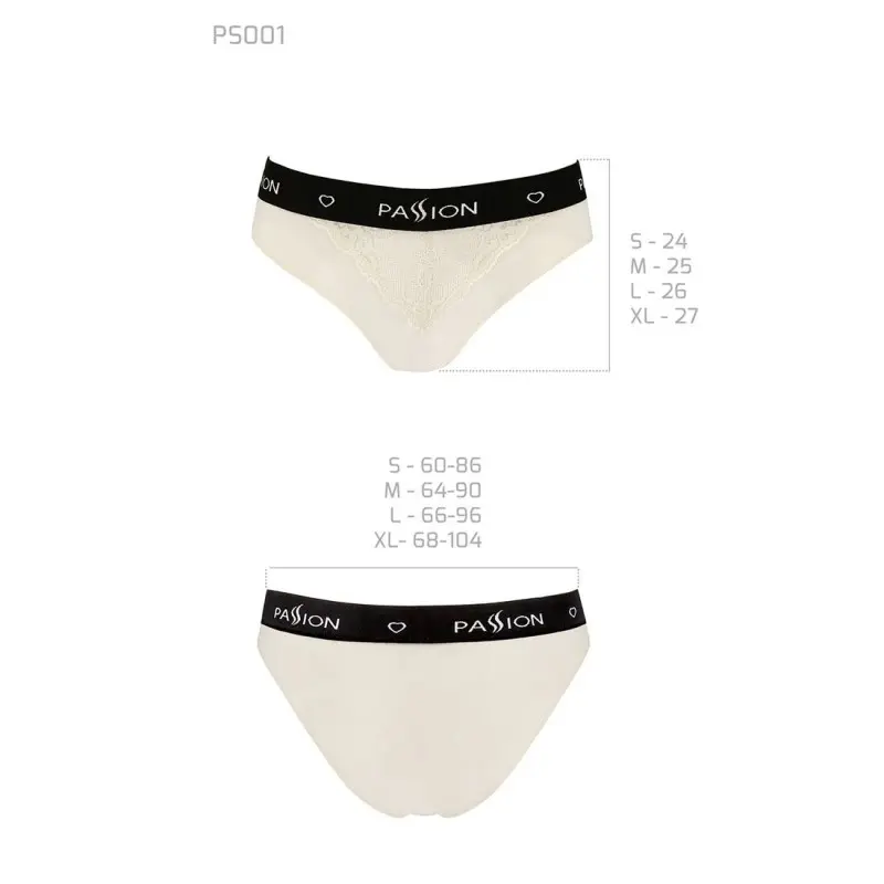 Трусики с широкой резинкой и кружевом Passion PS001 PANTIES XL, ecru