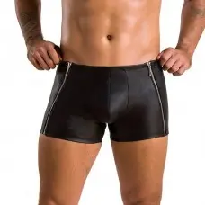 Мужские кожаные боксеры с молниями Passion 049 SHORT MATT XXL/XXXL Black