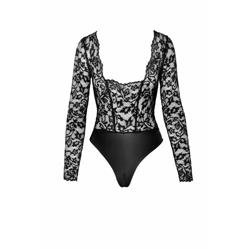 Боди Noir Handmade F296 Psyche bodysuit of lace and wetlook - 3XL