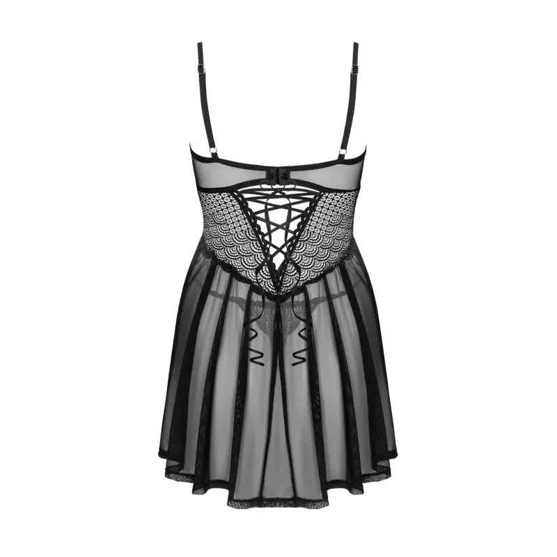 Пеньюар и трусики Obsessive Chemeris babydoll & thong XS/S