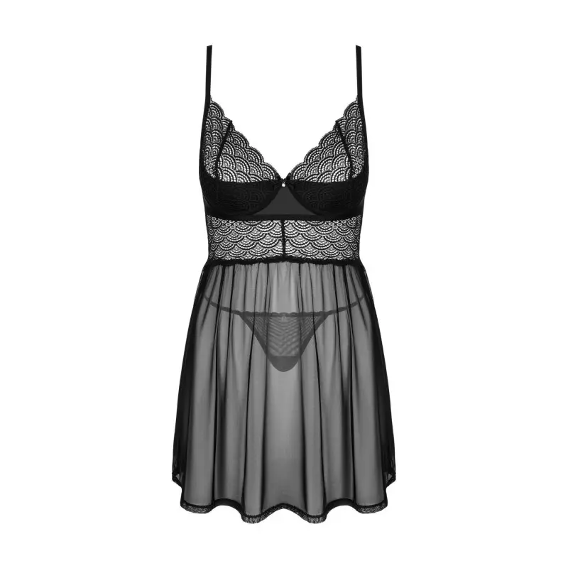 Пеньюар и трусики Obsessive Chemeris babydoll & thong XS/S