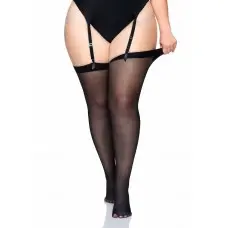 Сексуальные чулки под подвязки Leg Avenue Sheer Stockings Black, plus size