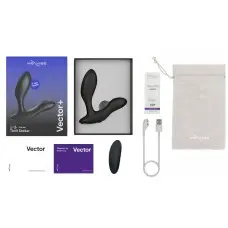 Смарт-вібромасажер простати We-Vibe Vector+ CHARCOAL BLACK, пульт ДК, регульований кут нахилу