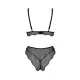 Комплект белья Passion AMBERLY SET 4XL/5XL black, лиф, трусики бразилиана, люрексовая нить