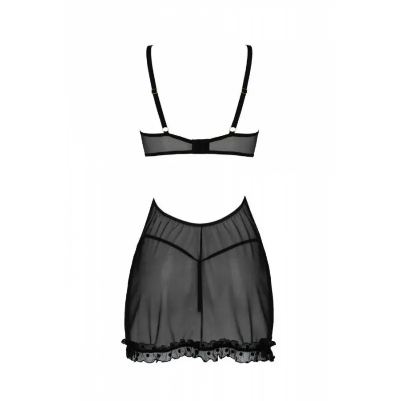 Эротический пеньюар Passion MARINA CHEMISE, S/M, black
