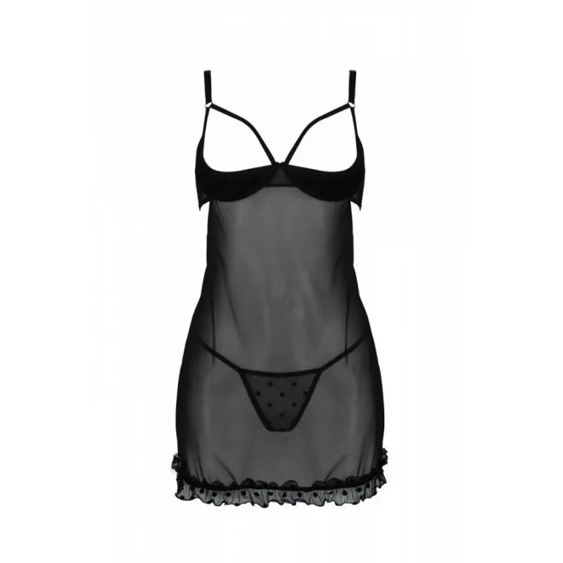 Эротический пеньюар Passion MARINA CHEMISE, S/M, black