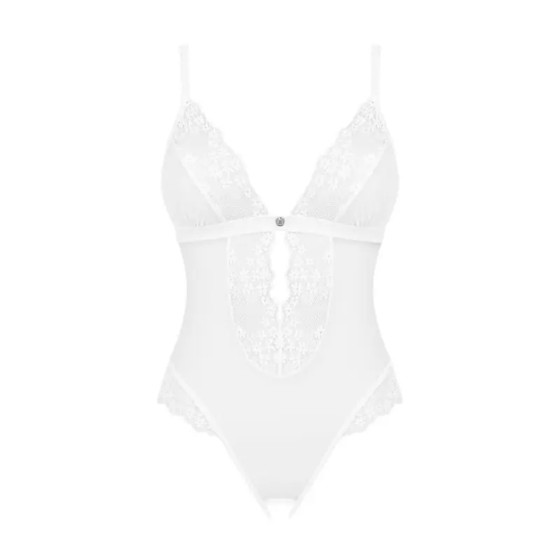 Эротическое полупрозрачное боди Obsessive Heavenlly crotchless teddy XS/S, с доступом