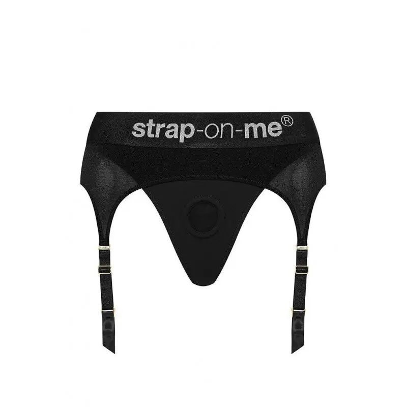 Трусы для страпона с подвязками для чулок Strap-On-Me REBEL HARNESS - XS (мятая упаковка!!!)