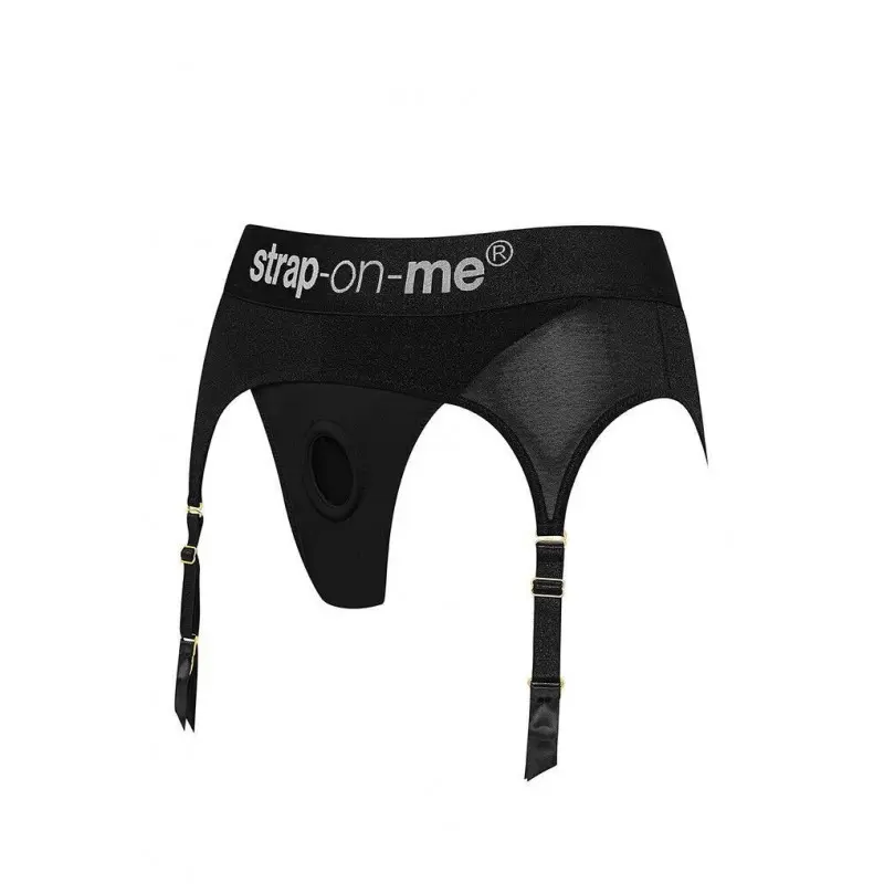 Трусы для страпона с подвязками для чулок Strap-On-Me REBEL HARNESS - XS (мятая упаковка!!!)