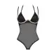 Прозрачное боди Obsessive Selinne teddy M/L Black, мелкая сетка, двойные бретели