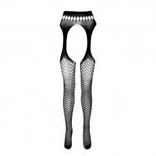 Эротические колготки-бодистокинг Passion ECO S002 black, с доступом, геометрическое плетение