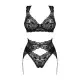 (SALE) Комплект белья Obsessive Donna Dream 3-pcs set XS/S Black, бюстгальтер, стринги, пояс для чулок