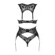 (SALE) Комплект белья Obsessive Donna Dream 3-pcs set XS/S Black, бюстгальтер, стринги, пояс для чулок