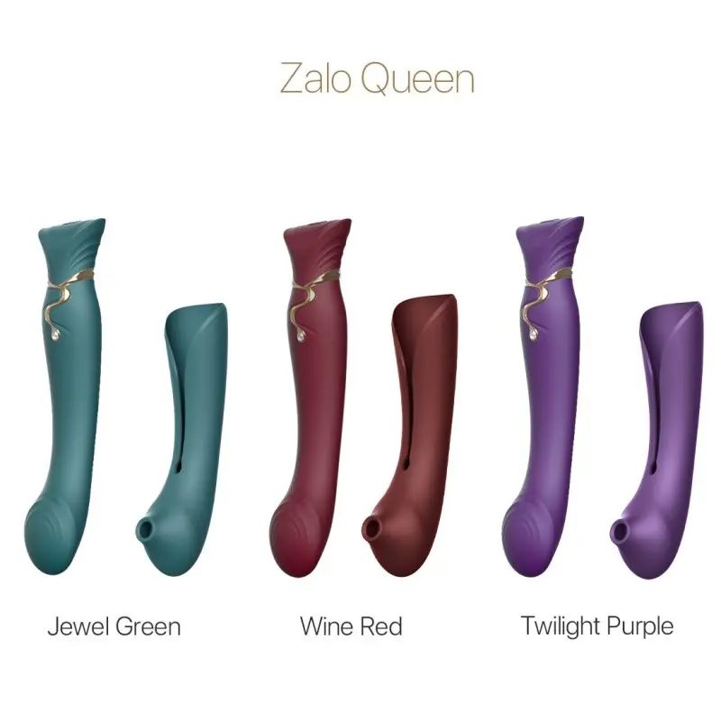 Смартвибратор 3в1 Zalo — Queen Wine Red, пульсирующая жемчужина и вакуум, кристалл Swarovski