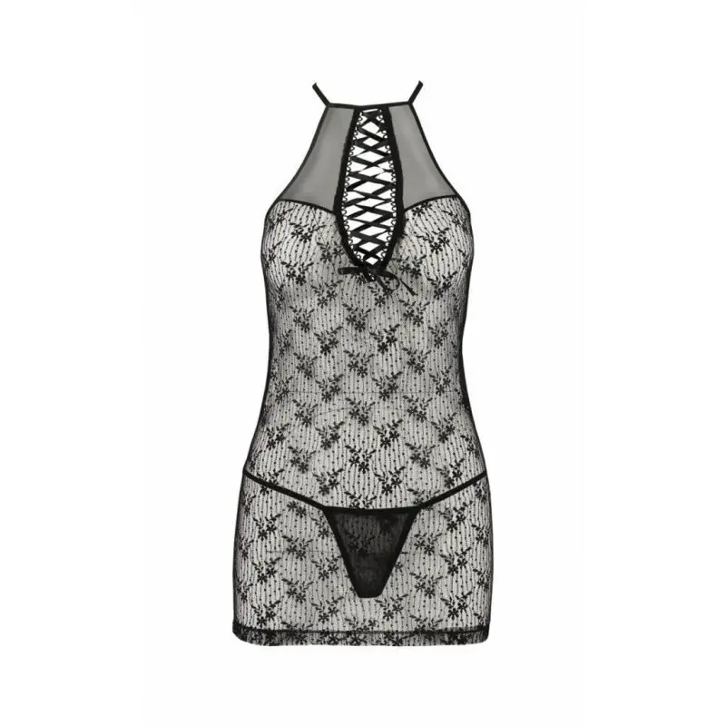Полупрозрачная сорочка Passion AZALIA CHEMISE XXL/XXXL, black