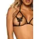 Эротический комплект с открытой чашкой Leg Avenue Open cup bra and pearl panty One Size Black