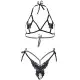 Эротический комплект с открытой чашкой Leg Avenue Open cup bra and pearl panty One Size Black