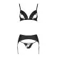 Комплект из эко-кожи Passion MILEY SET S/M, black, трусики, бюстгальтер, пояс для чулок