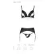 Комплект из эко-кожи Passion MILEY SET S/M, black, трусики, бюстгальтер, пояс для чулок