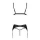 Комплект из эко-кожи Passion MILEY SET S/M, black, трусики, бюстгальтер, пояс для чулок