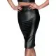 (SALE) Юбка-карандаш со шнуровкой Noir Handmade F152 Powerwetlook pencil skirt, L, с мокрым эффектом