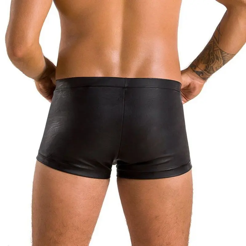Мужские кожаные боксеры с клапаном Passion 050 SHORT PATRICK L/XL Black