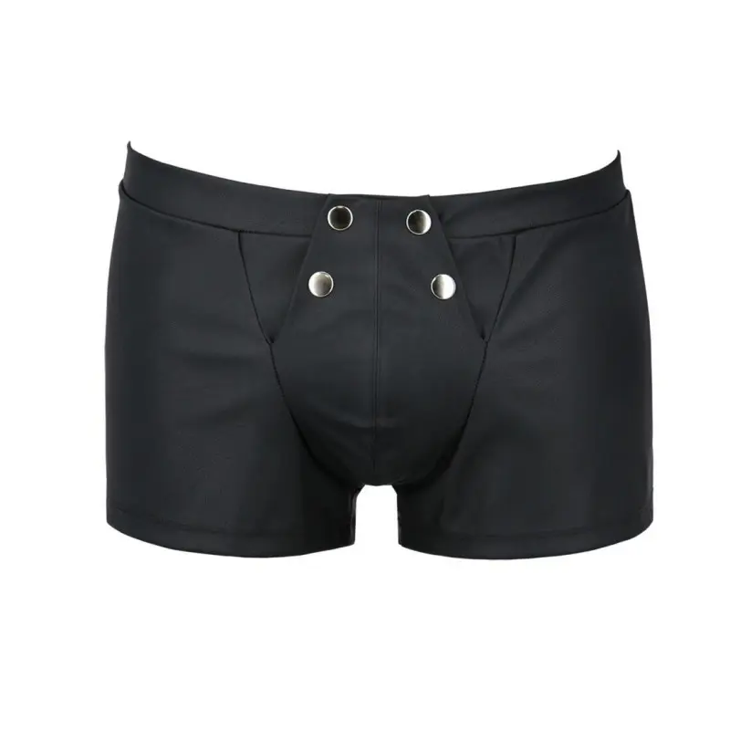 Мужские кожаные боксеры с клапаном Passion 050 SHORT PATRICK L/XL Black