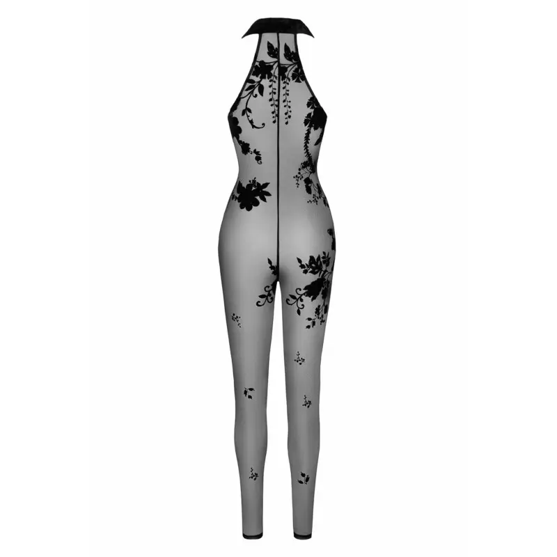 Бодистокинг Noir Handmade F315 Ego flocked mesh halter catsuit - L