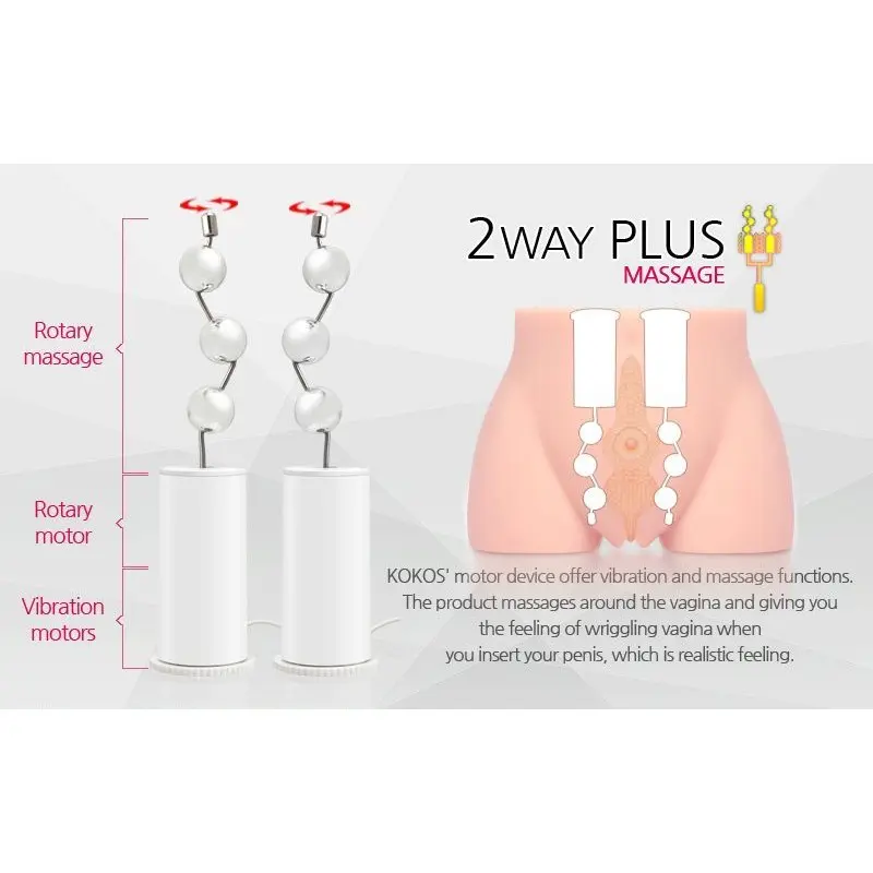 Мастурбатор-полуторс Kokos Cherry 2WayPlus с вибрацией и массажем, два входа: вагина и попка