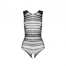 Бодистокинг с доступом Passion BS086 black, вертикальная сетка, вырез на спинке