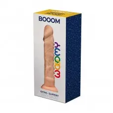 Фалоімітатор Wooomy Booom, з присоскою, сумісний з трусиками для страпона, 19,3х4,3 см