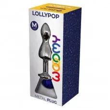 Металлическая анальная пробка Wooomy Lollypop Double Ball Metal Plug Blue M диаметр 3,1, длина 9,4 с
