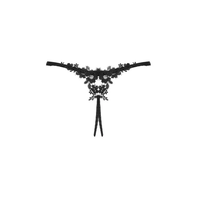 Прозрачные стринги с доступом Obsessive Celia Noir crotchless thong XL/2XL