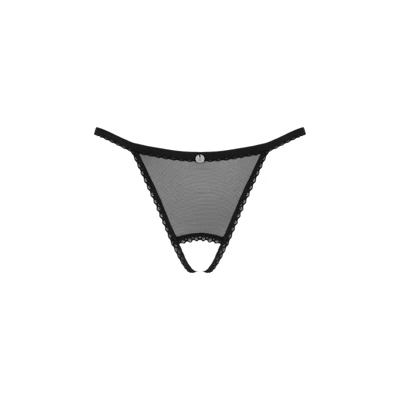 Прозрачные стринги с доступом Obsessive Celia Noir crotchless thong XL/2XL
