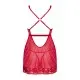Прозрачная сорочка бэби-долл Obsessive Lacelove babydoll & thong M/L Red, кружево, стринги