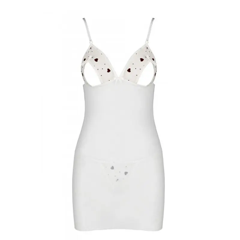 Сорочка с вырезами на груди, стринги Passion LOVELIA CHEMISE S/M, white