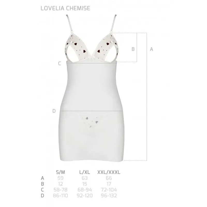 Сорочка с вырезами на груди, стринги Passion LOVELIA CHEMISE S/M, white