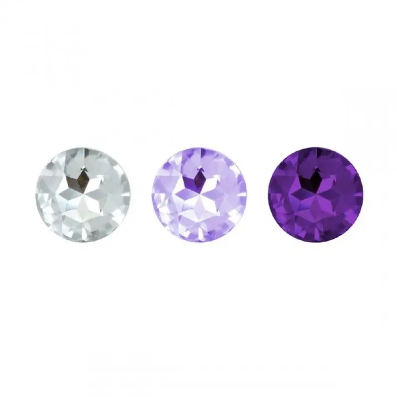Набор силиконовых анальных пробок с кристаллом Rianne S: Booty Plug Set Purple, диаметр 3,2см, 3,5см, 4,2см