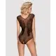 (SALE) Бодистокинг из крупной сетки с кружевом Obsessive B112 teddy XL/XXL, черный, с доступом