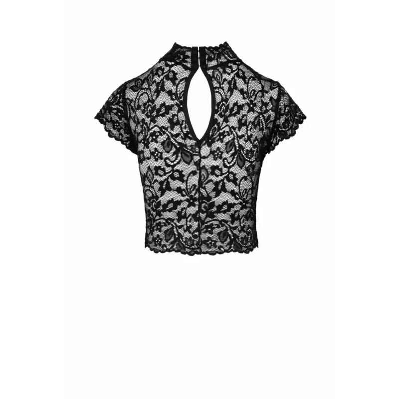 Топ Noir Handmade F303 Essence lace top with high collar - 3XL