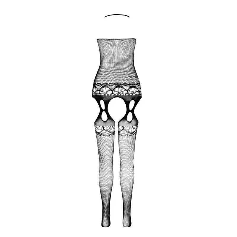 Бодистокинг Passion ECO BS006 white, с доступом, халтер, имитация подвязок