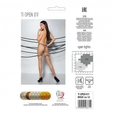 Телесные колготки с открытым доступом, контрастные шортики Passion TIOPEN 011 3/4 (20 den), beige