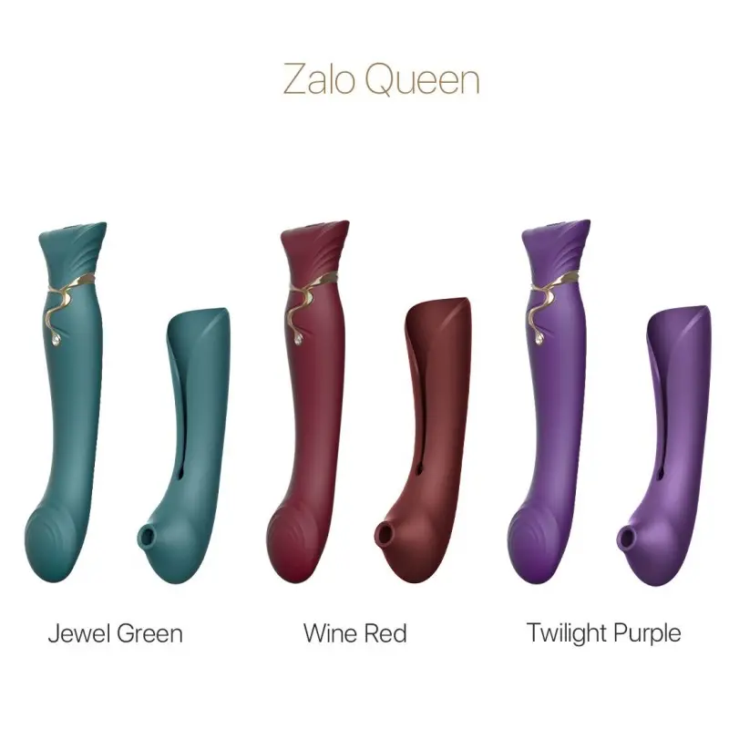 Смартвибратор 3в1 Zalo — Queen Set Twilight Purple, пульсирующая жемчужина и вакуум, кристалл Swarovski
