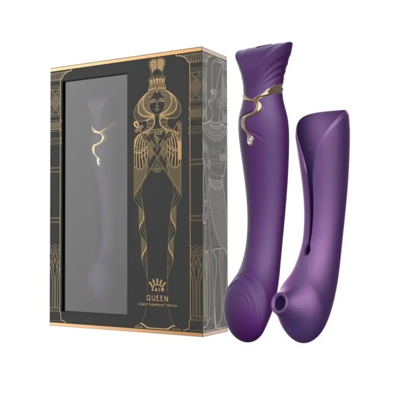 Смартвибратор 3в1 Zalo — Queen Set Twilight Purple, пульсирующая жемчужина и вакуум, кристалл Swarovski
