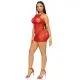 Платье-сетка со стразами Leg Avenue Rhinestone halter mini dress Red, открытая спина, one size