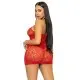 Платье-сетка со стразами Leg Avenue Rhinestone halter mini dress Red, открытая спина, one size