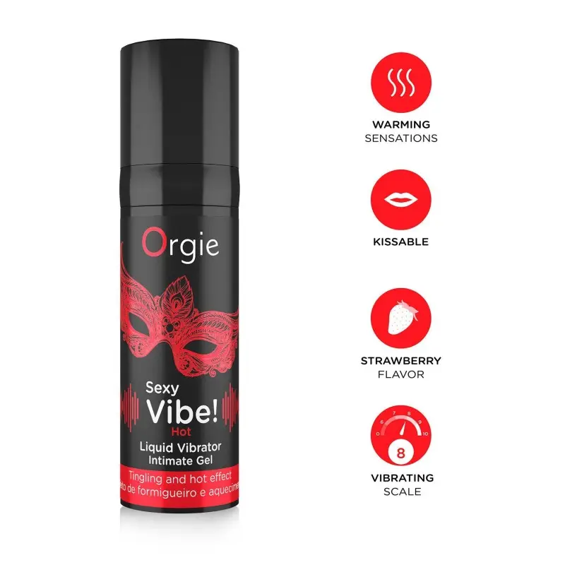 Жидкий вибратор Orgie Sexy Vibe! Hot, 15 мл (мятая упаковка!!!)