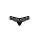 Кружевные трусики-танга с атласным бантиком Passion NAJA THONG S/M, black