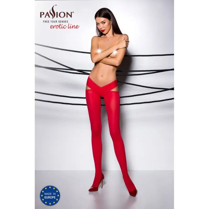 Эротические колготки Passion TIOPEN 005 1/2 (60 den), roso, с вырезом, оригинальный пояс