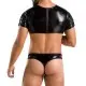 Комплект мужского белья под латекс Passion 057 SET PETER L/XL Black, кроп-топ, стринги